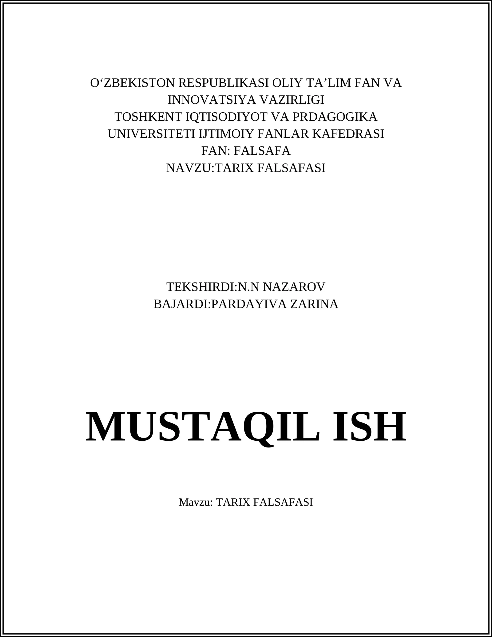 TARIX FALSAFASI