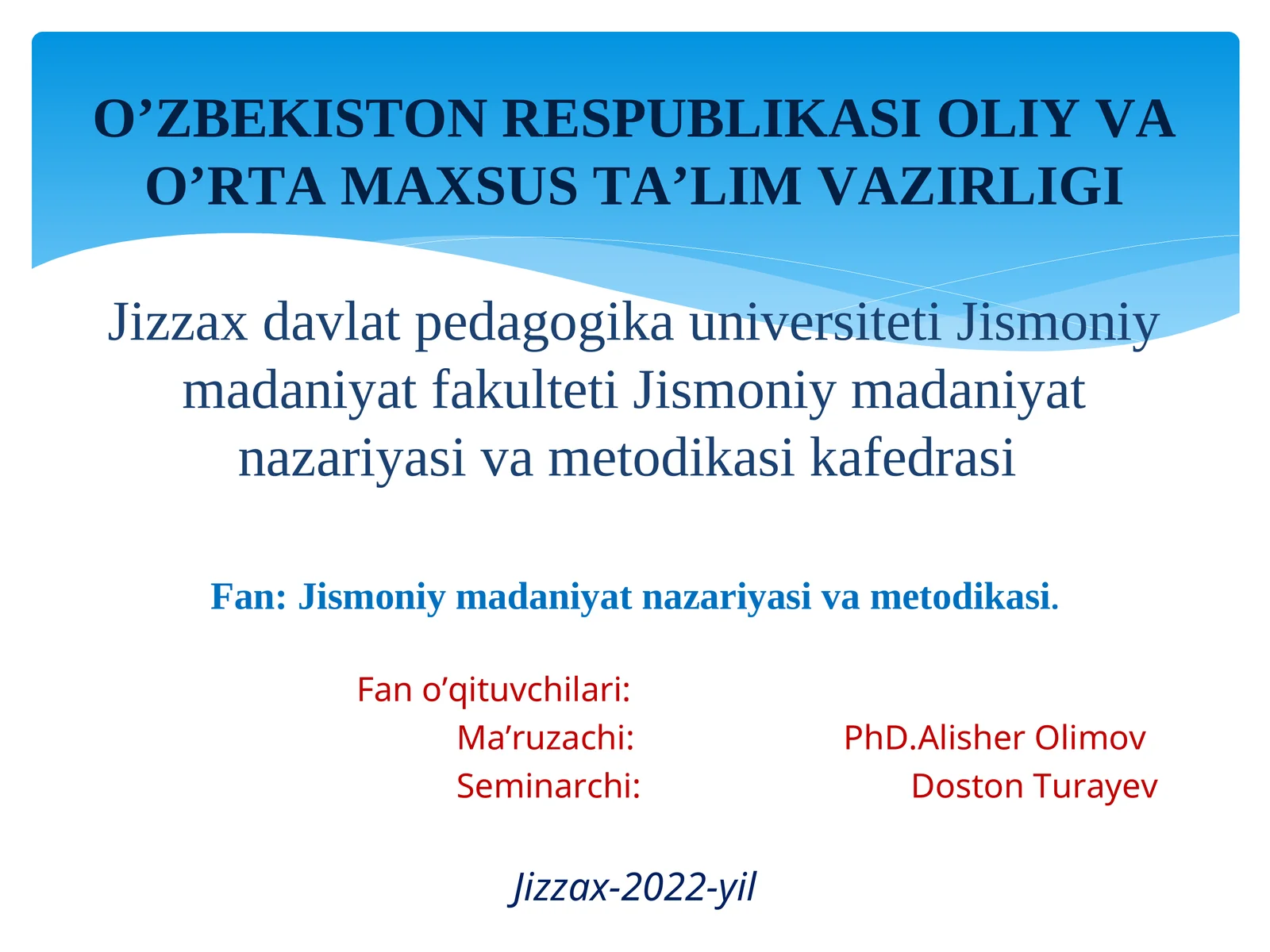 Jismoniy madaniyat nazariyasi va metodikasi