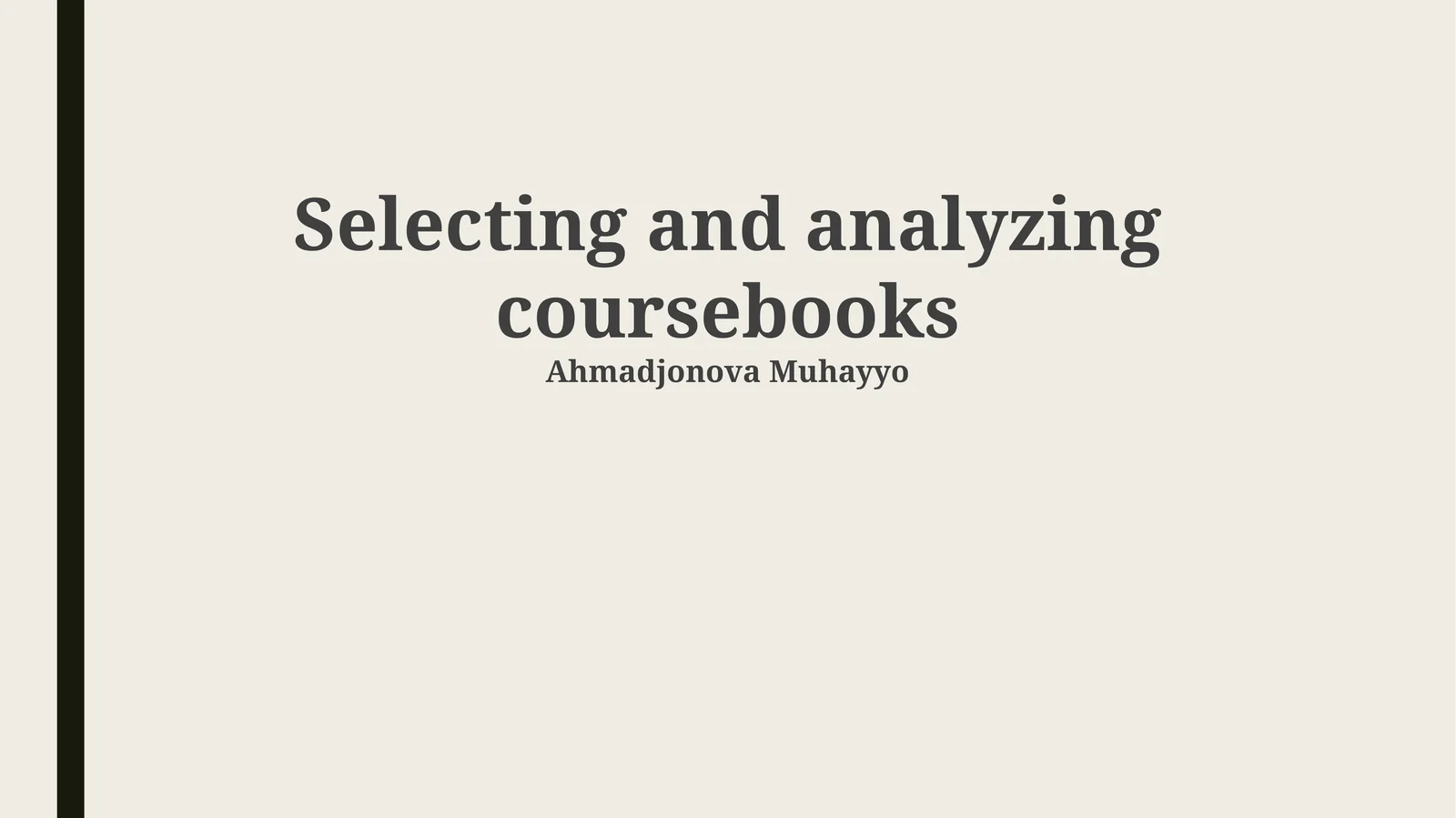 Coursebook Selection and Analysis