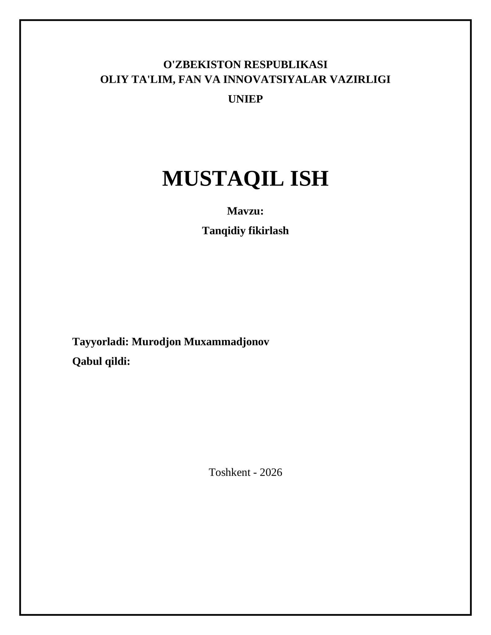 Tanqidiy fikirlash