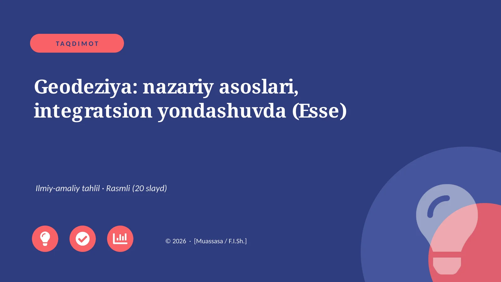 Geodeziya: nazariy asoslari, integratsion yondashuvda (Esse)