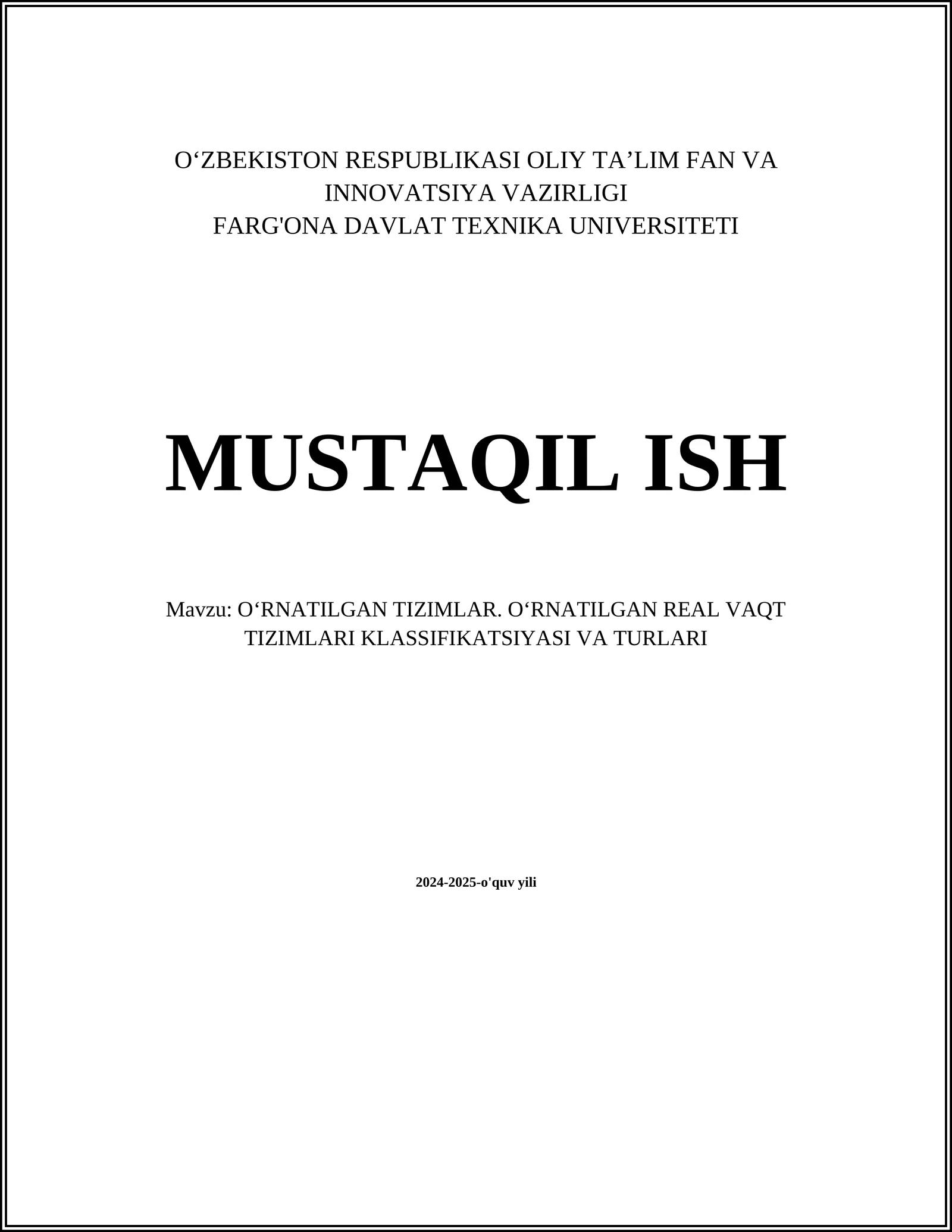 O'rnatilgan tizimlar