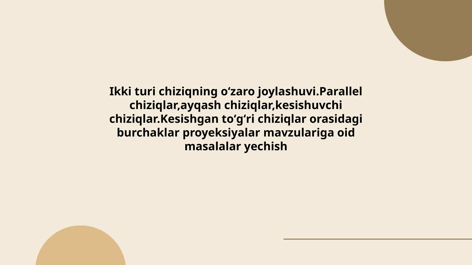 Ikki turi chiziqning oʻzaro joylashuvi