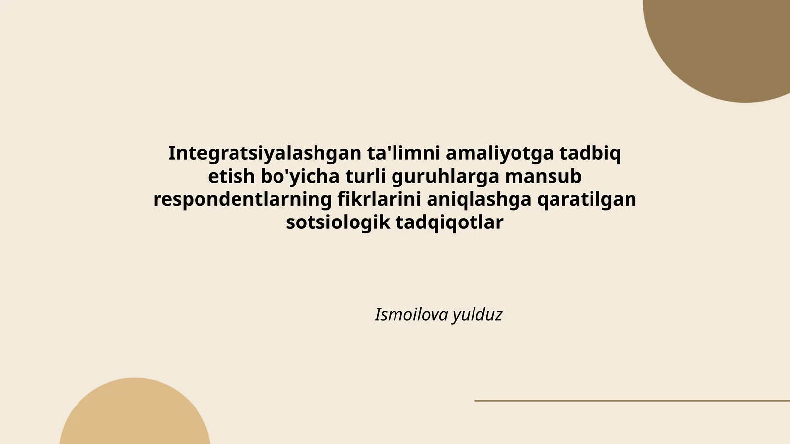 Integratsiyalashgan ta'limni amaliyotga tadbiq etish bo'yicha turli guruhlarga mansub respondentlarning fikrlarini aniqlashga qaratilgan sotsiologik tadqiqotlar