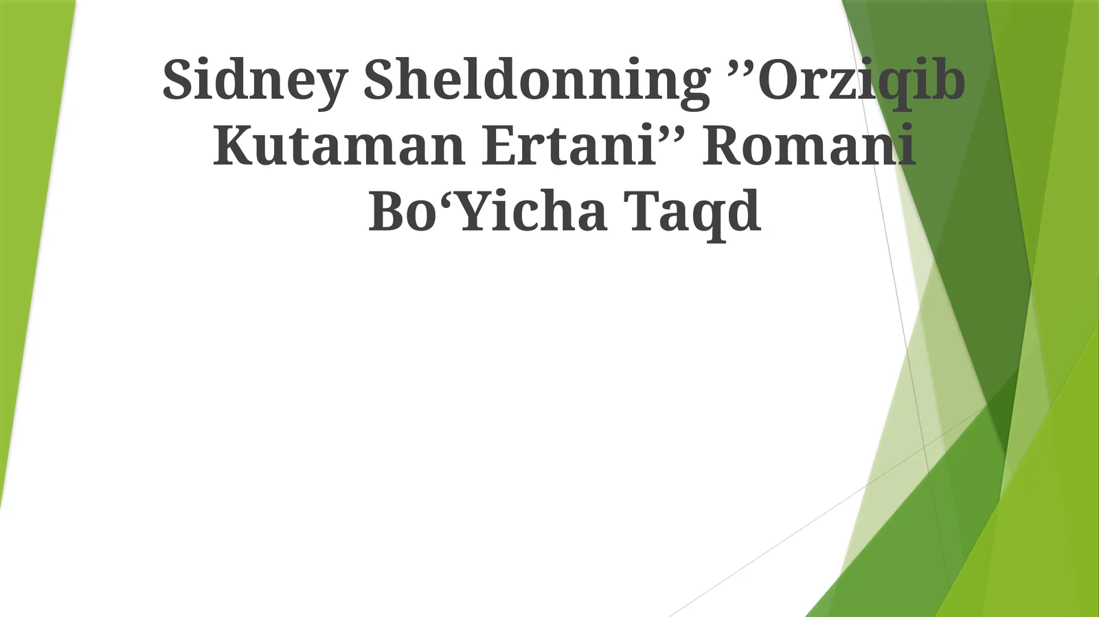 Sidney Sheldonning "O'yin ustasi"