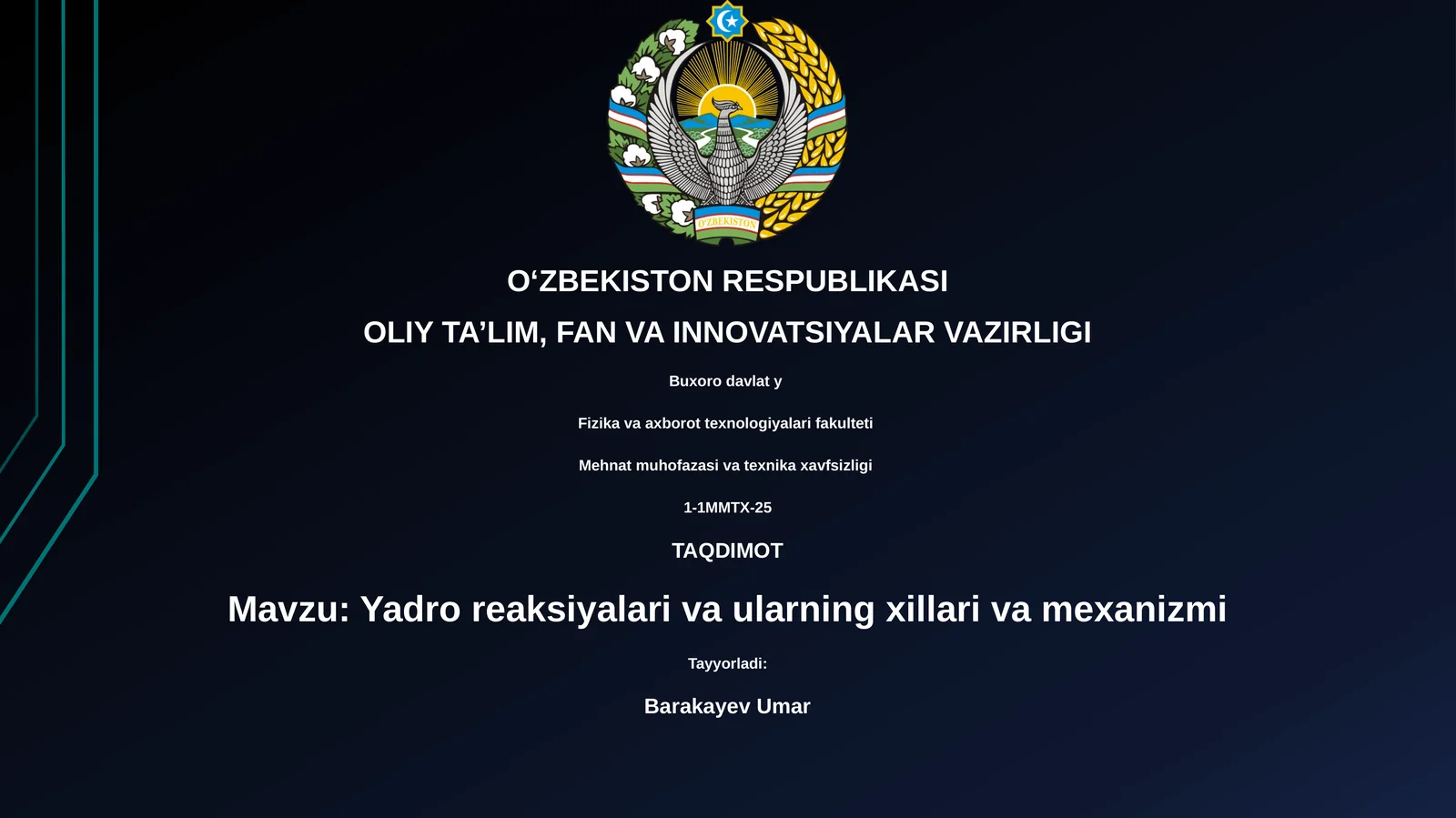 Yadro reaksiyalari va ularning xillari va mexanizmi