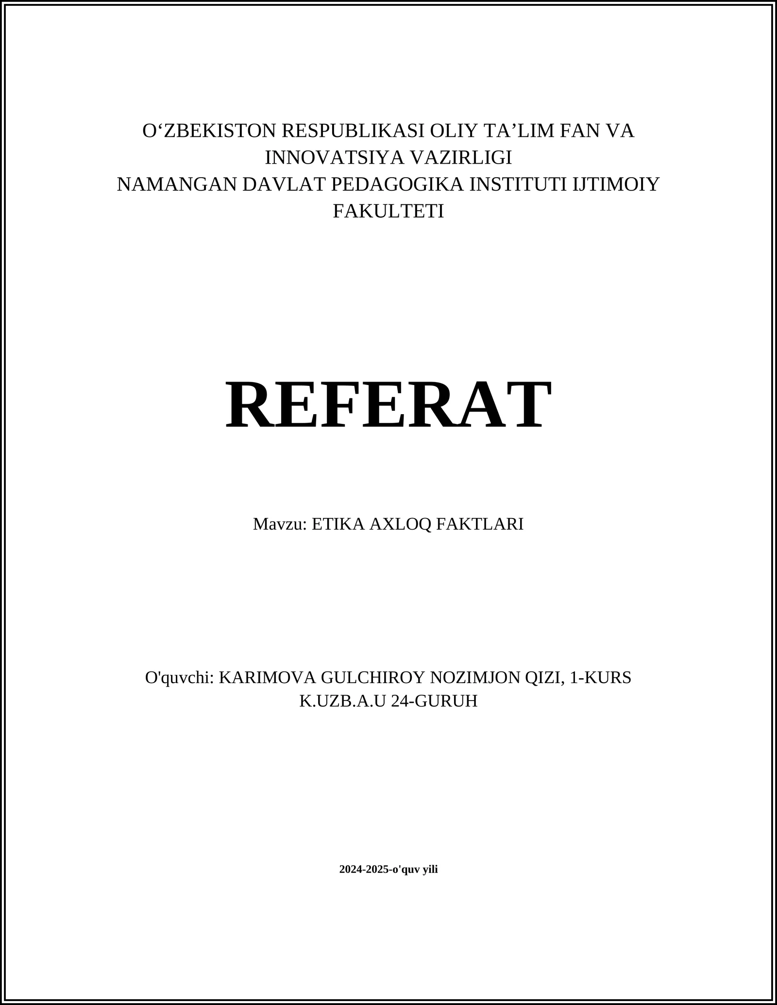 ETIKA AXLOQ FAKTLARI