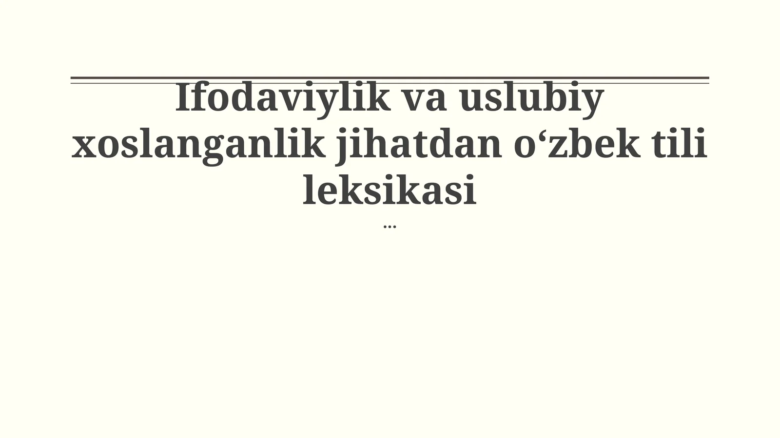 O'zbek tili leksikasi