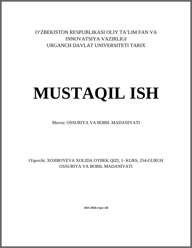 OSSURIYA VA BOBIL MADANIYATI