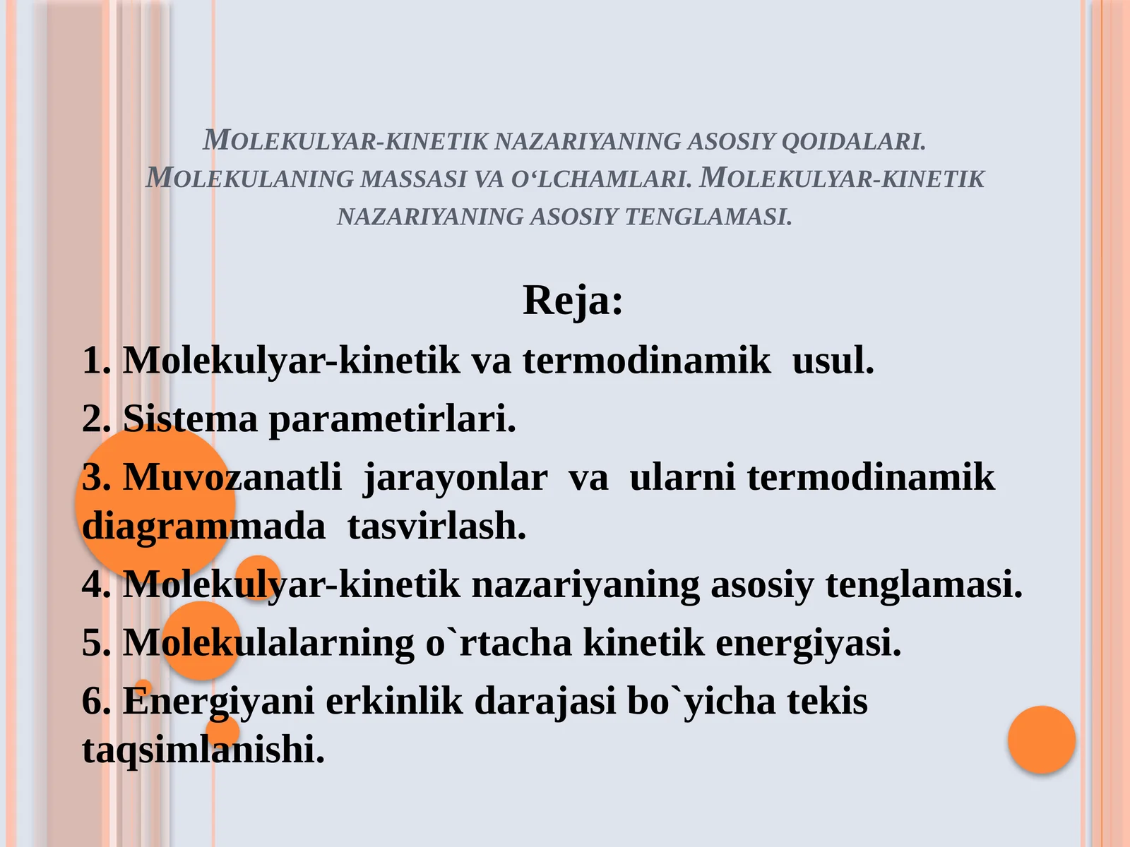 molekulyar kinetik nazariya