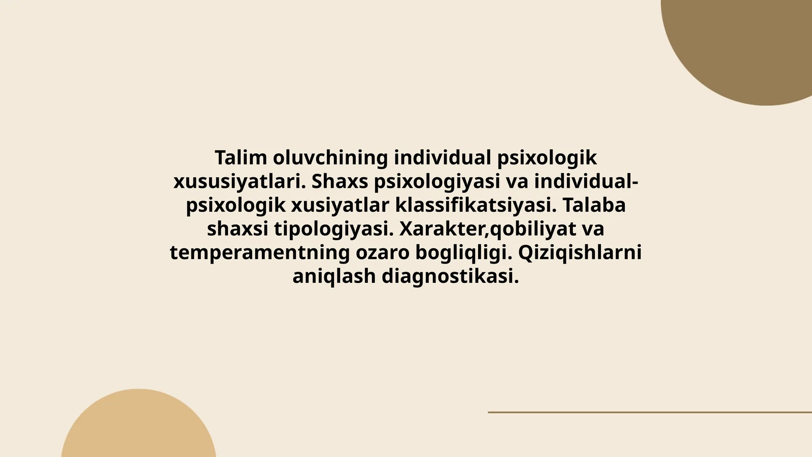 Talim oluvchining individual psixologik xususiyatlari