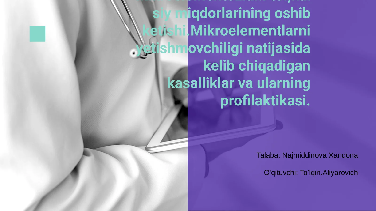 Mikroelementozlar.Ftor,kalsiy miqdorlarining oshib ketishi