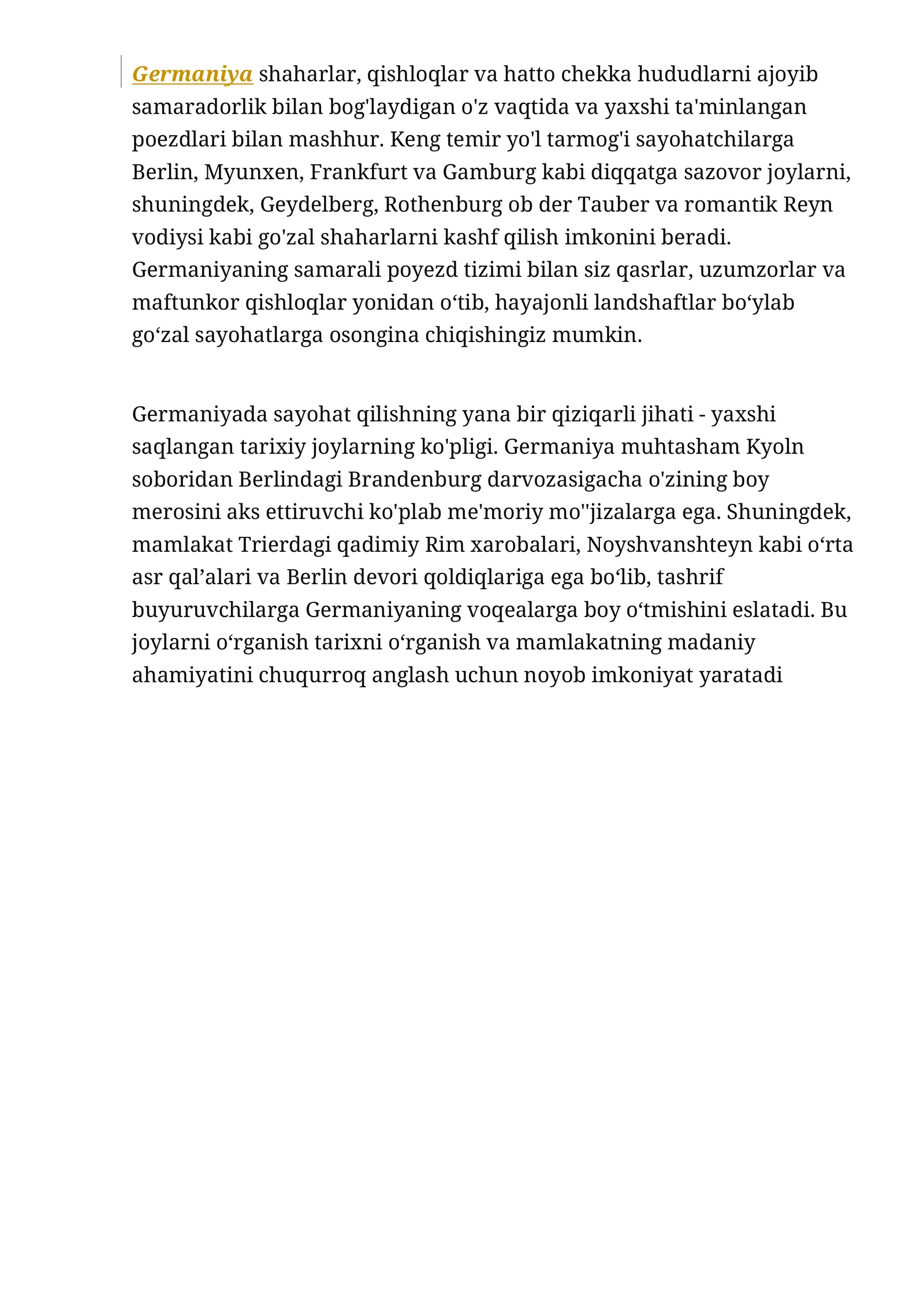 Germaniyada sayohat