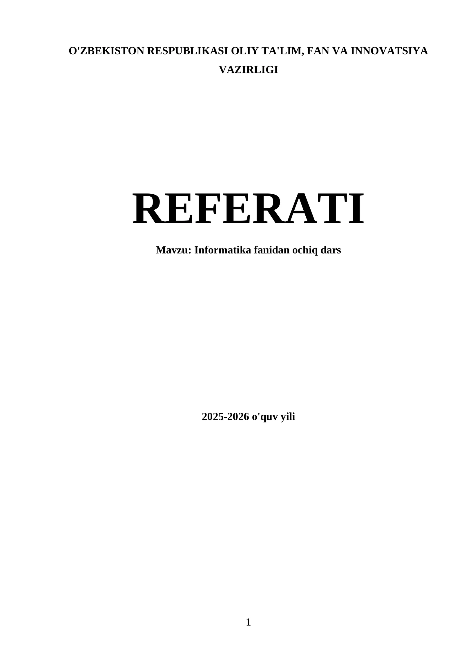 Informatika fanidan ochiq dars