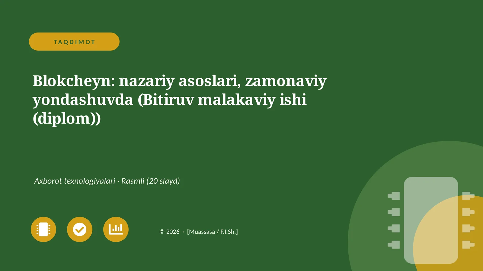 Blokcheyn: nazariy asoslari, zamonaviy yondashuvda (Bitiruv malakaviy ishi (diplom))