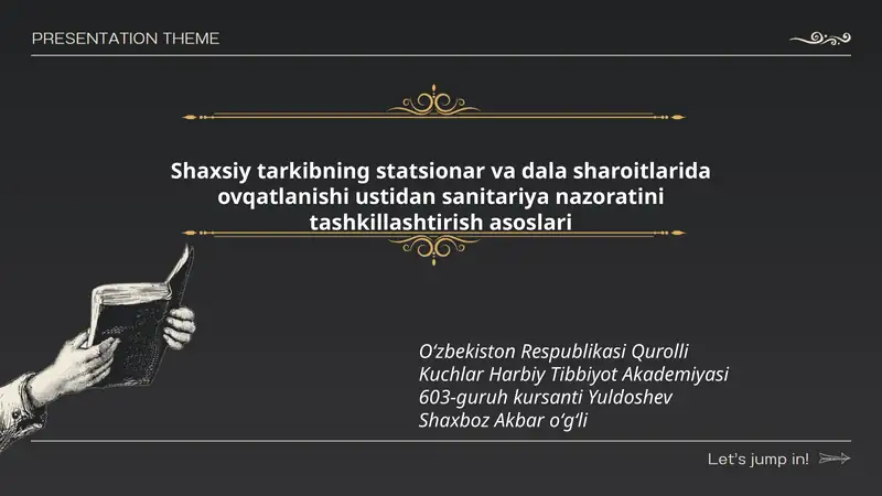 Shaxsiy tarkibning statsionar va dala sharoitlarida ovqatlanishi ustidan sanitariya nazoratini tashkillashtirish asoslari