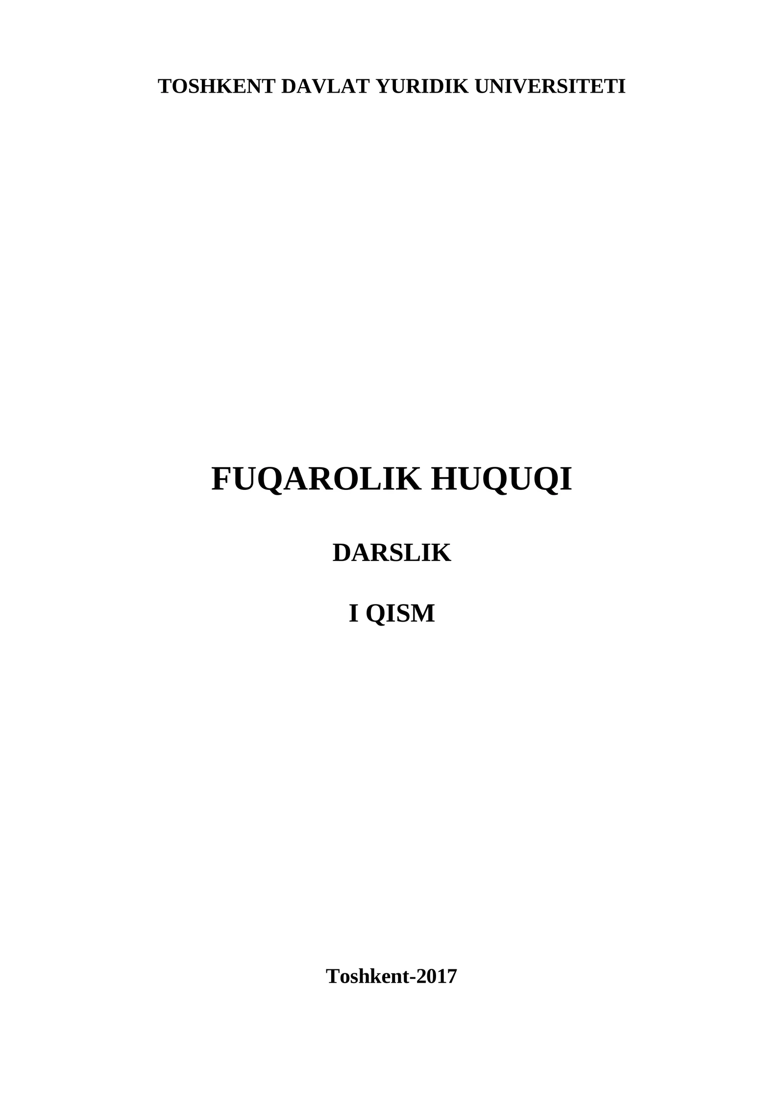 FUQAROLIK HUQUQI  DARSLIK I QISM