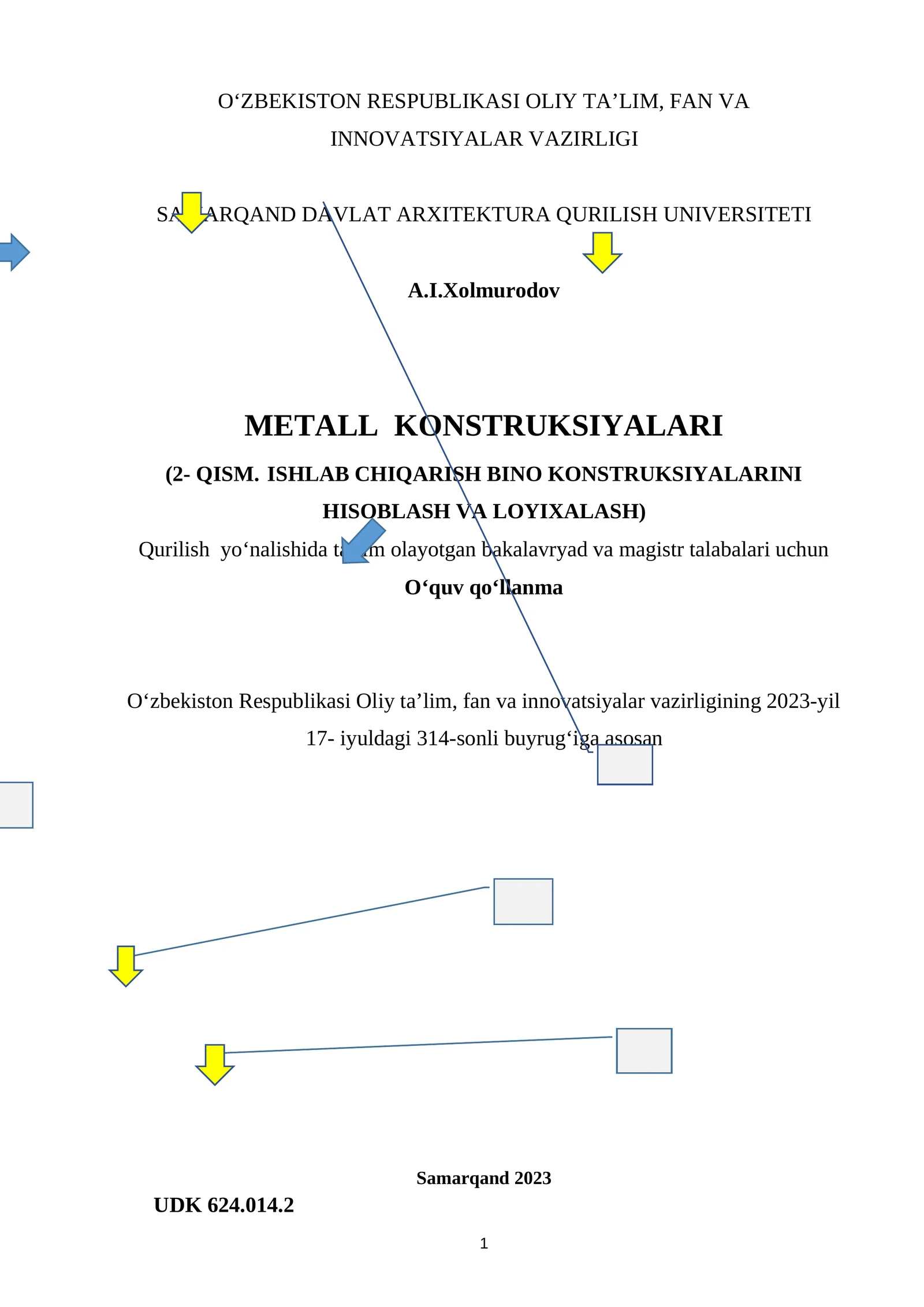 METALL konstruksiyalari (2- QISM. IShLAB ChIQARISh bino KonstruksiyaLARINI Hisoblash va loyixalash)