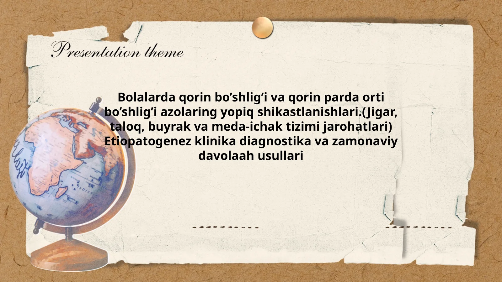 Bolalarda qorin bo’shlig’i va qorin parda orti bo’shlig’i azolaring yopiq shikastlanishlari
