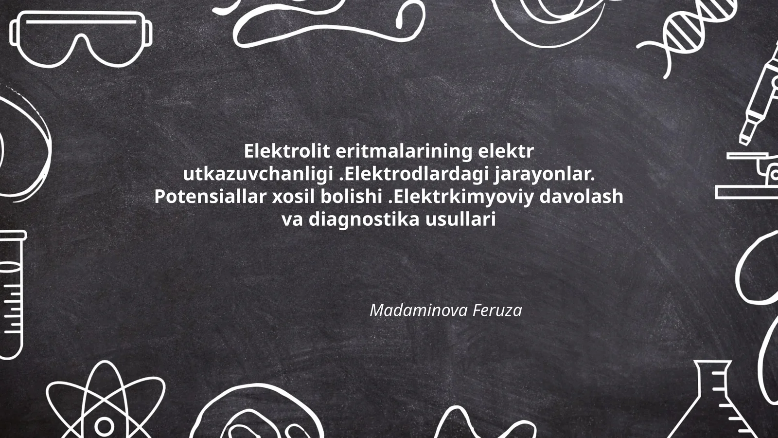 Elektrolit eritmalarining elektr utkazuvchanligi.Elektrodlardagi jarayonlar. Potensiallar xosil bolishi.Elektrkimyoviy davolash va diagnostika usullari