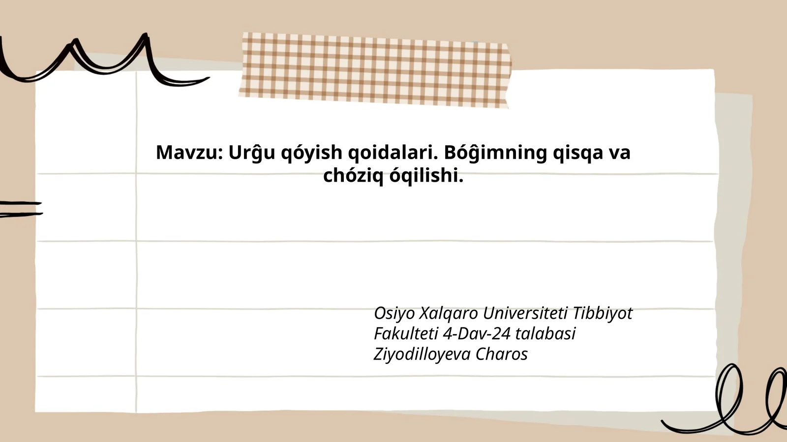 Urĝu qóyish qoidalari. Bóĝimning qisqa va chóziq óqilishi