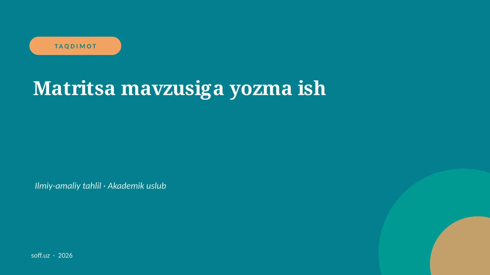 Matritsa mavzusiga yozma ish