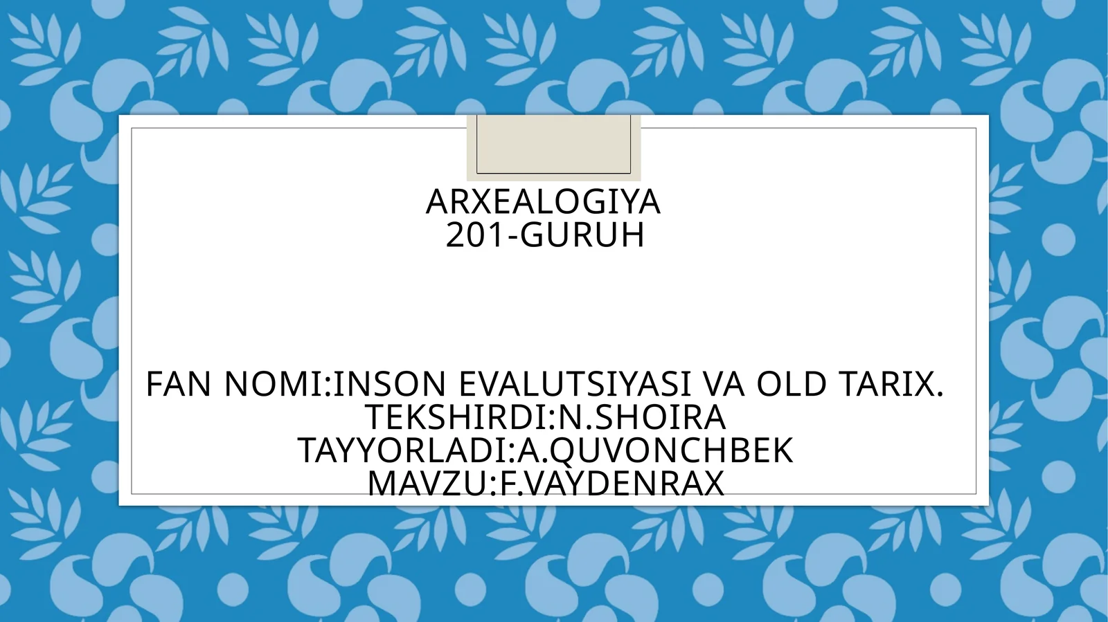 F. VAYDENRAX Biografiyasi
