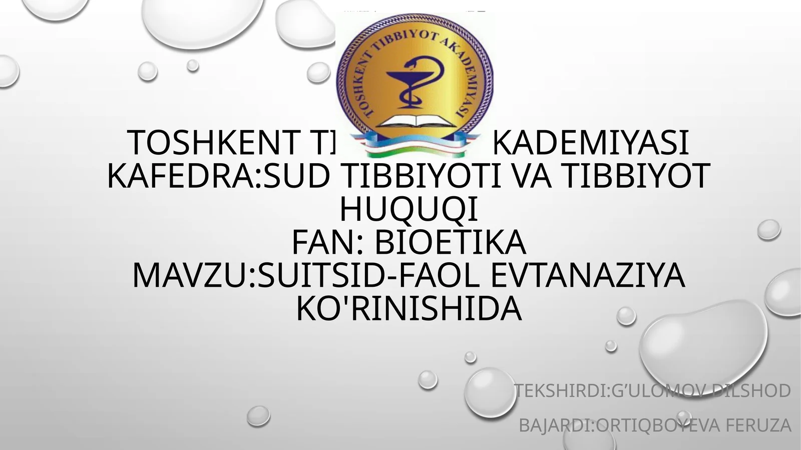 BIOETIKA - Suitsid-faol evtanaziya ko'rinishida