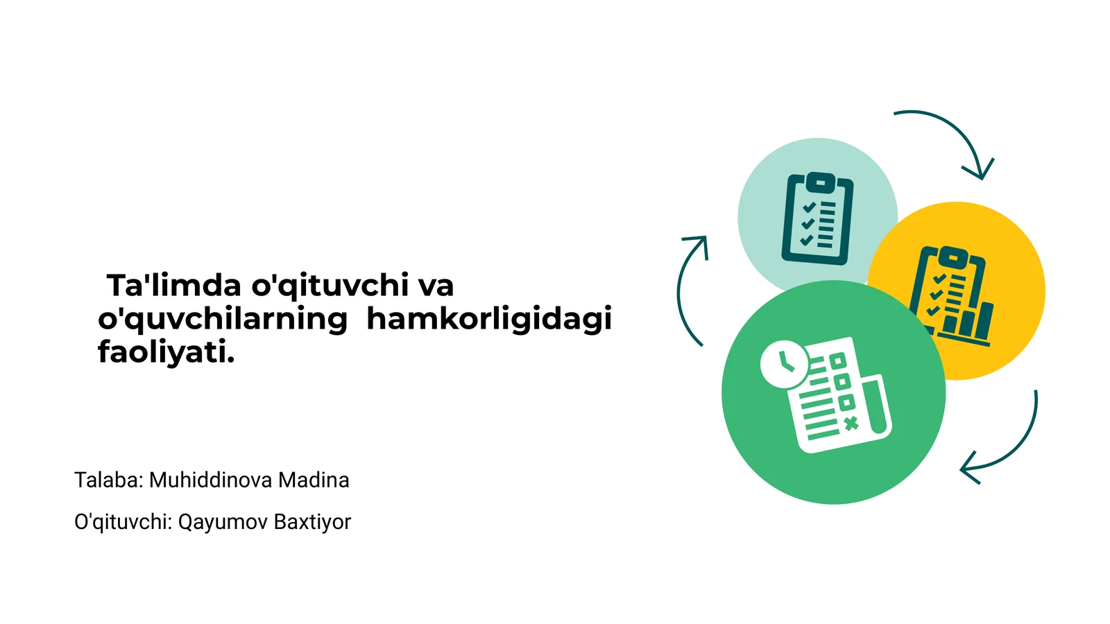 Ta'limda o'qituvchi va o'quvchilarning hamkorligidagi faoliyati