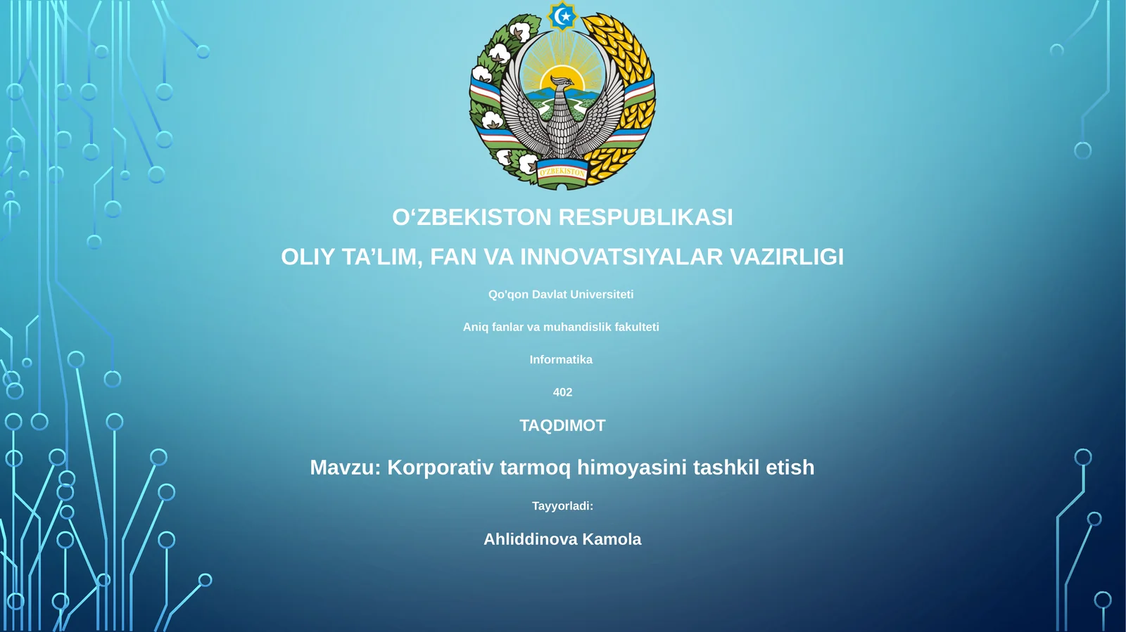 Korporativ tarmoq himoyasini tashkil etish