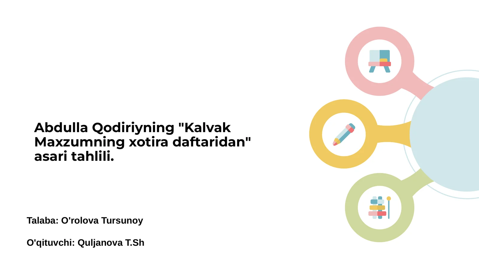 "Kalvak Maxzumning xotira daftaridan" asari tahlili