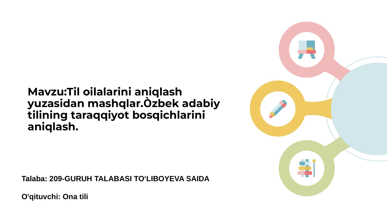 Til oilalarini aniqlash yuzasidan mashqlar