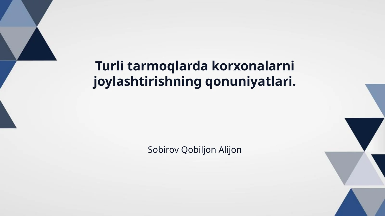 Turli tarmoqlarda korxonalarni joylashtirishning qonuniyatlari.