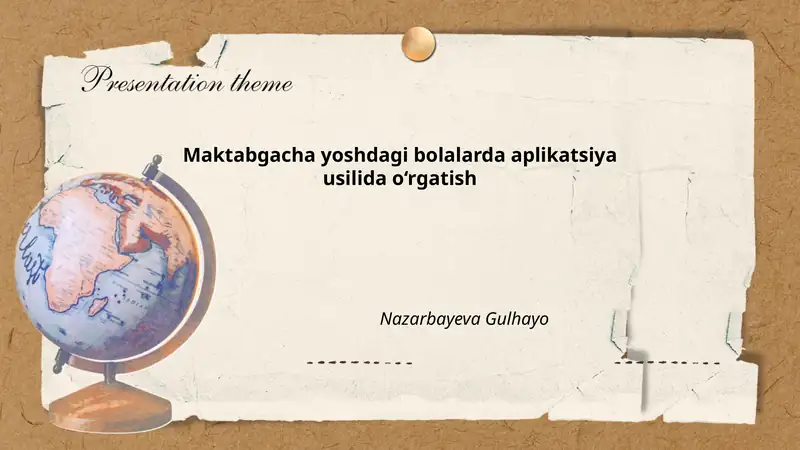 Maktabgacha yoshdagi bolalarda aplikatsiya usilida o'rgatish