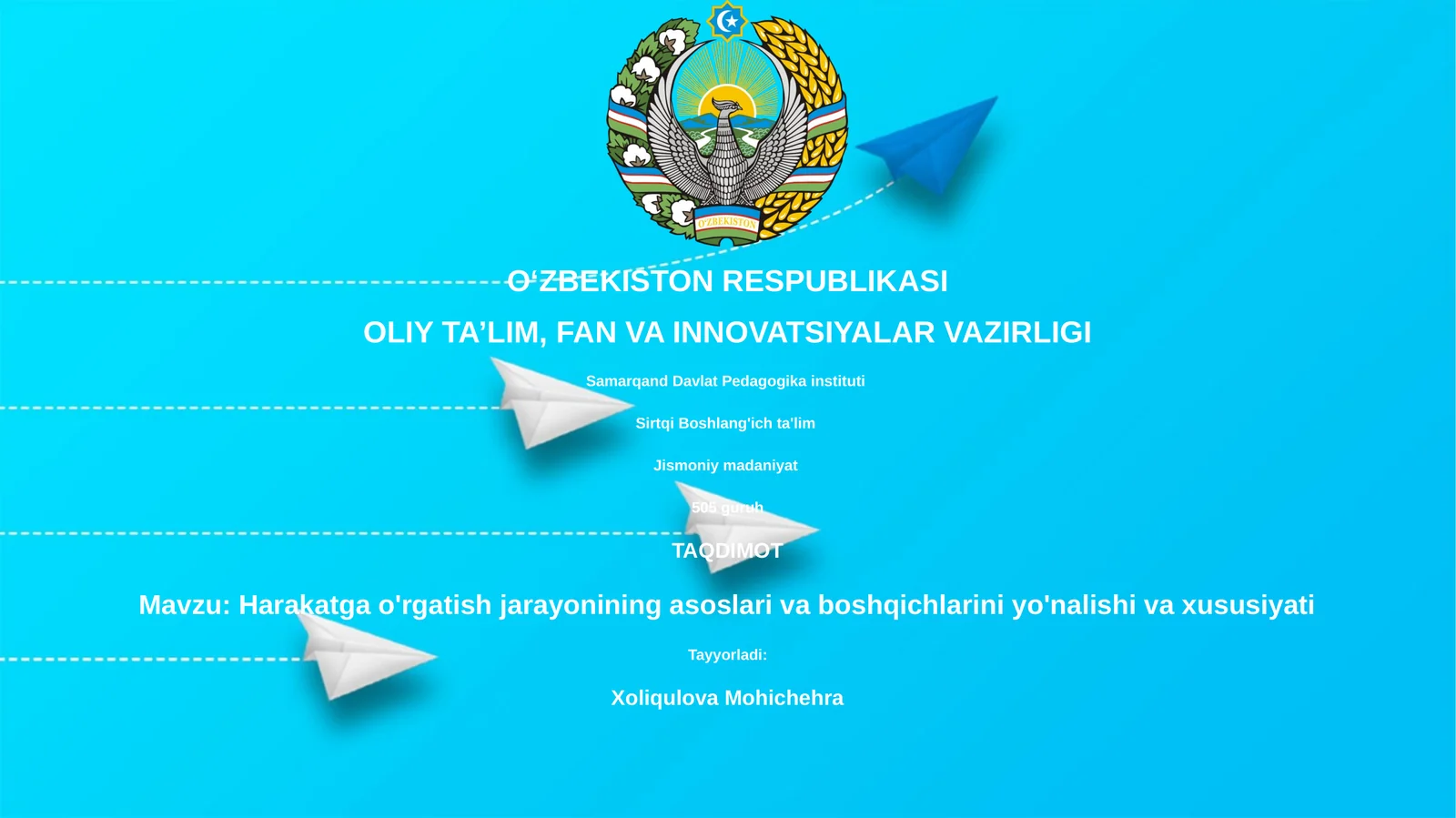 Harakatga o'rgatish jarayonining asoslari va boshqichlarini yo'nalishi va xususiyati