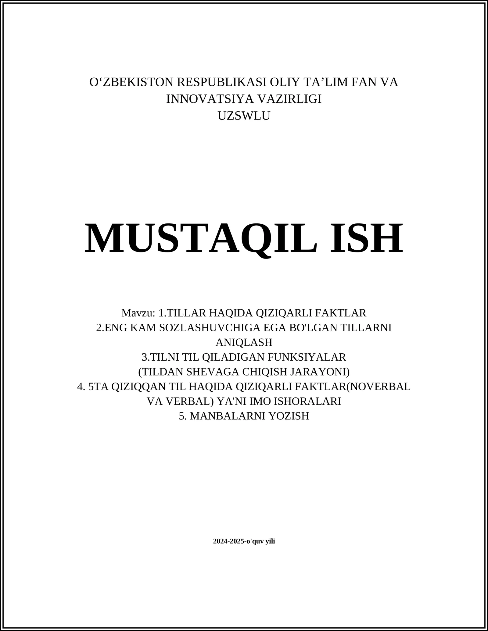 TILLAR HAQIDA QIZIQARLI FAKTLAR