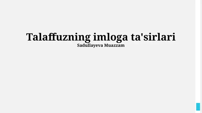 Talaffuzning imloga ta'sirlari