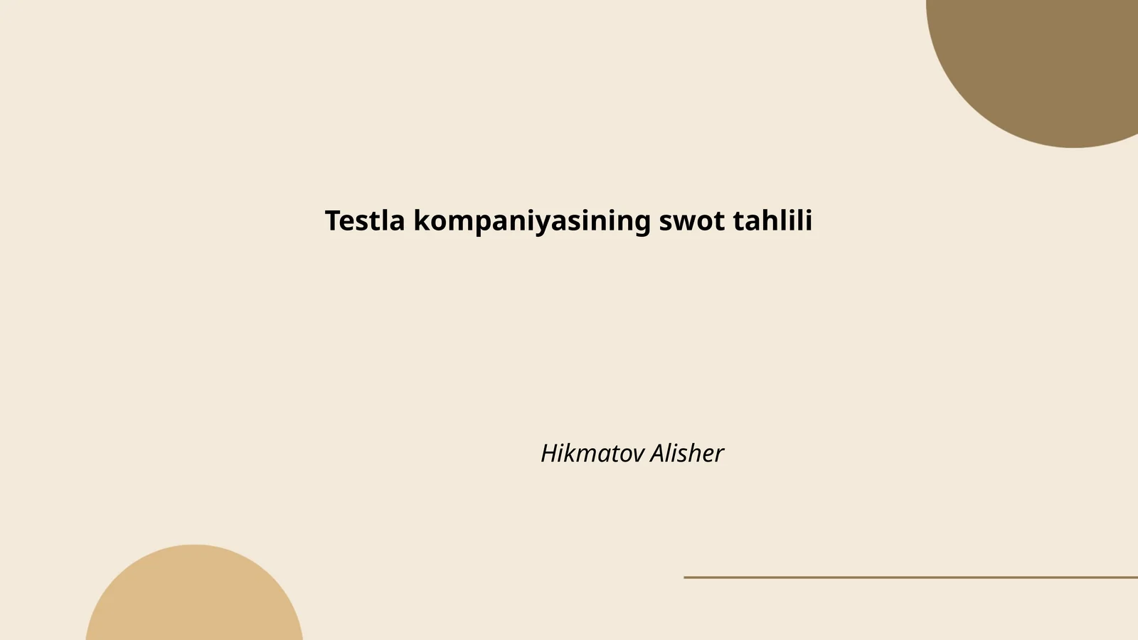 Testla kompaniyasining swot tahlili