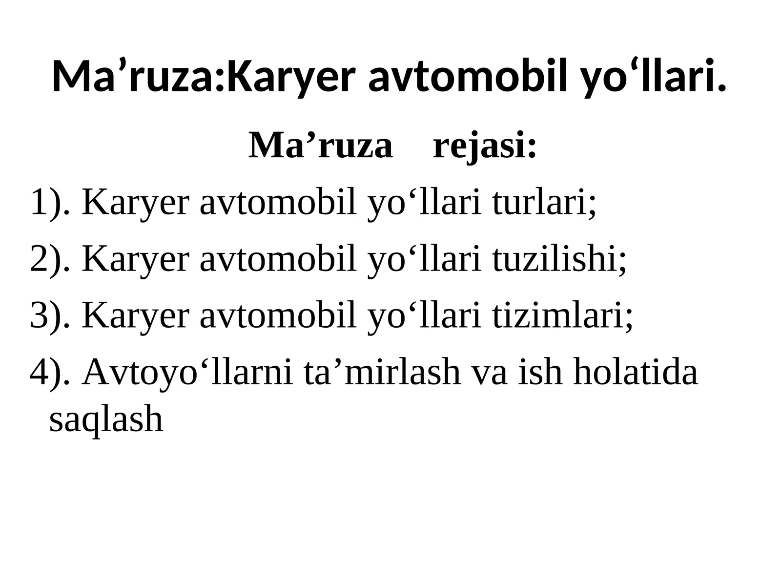 Karyer avtomobil yo‘llari