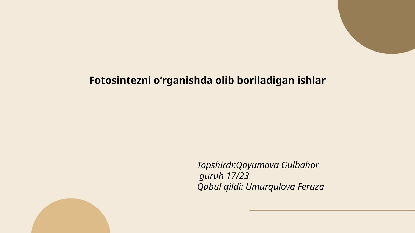 Fotosintezni oʻrganishda olib boriladigan ishlar
