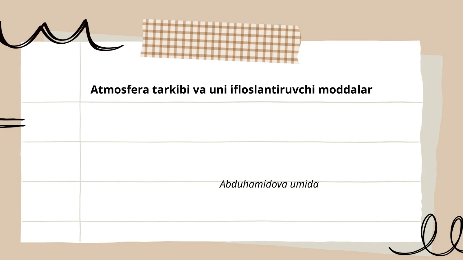 Atmosfera tarkibi va uni ifloslantiruvchi moddalar
