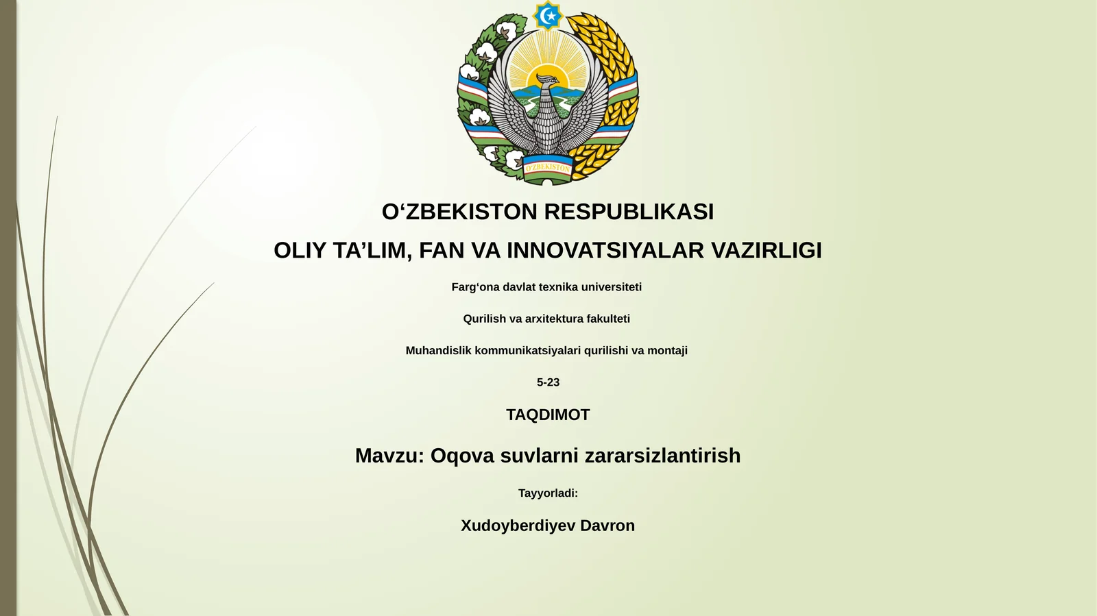 Oqova suvlarni zararsizlantirish