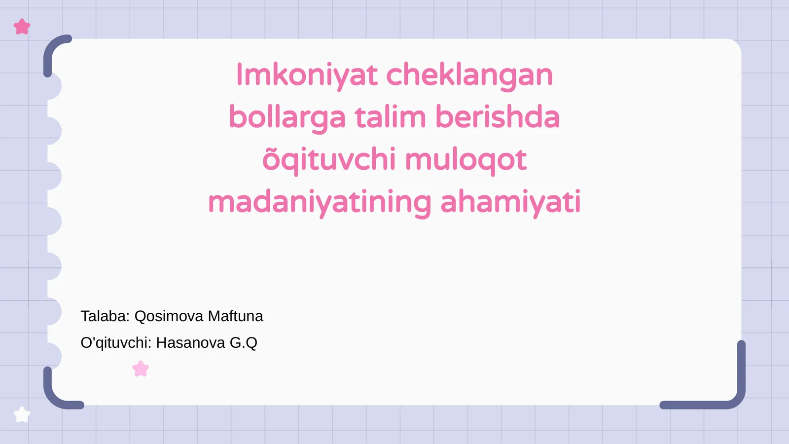 O‘qituvchi muloqoti va uni tushunish