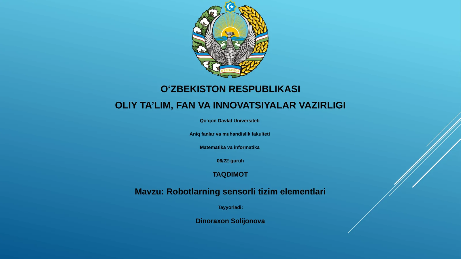 Robotlarning sensorli tizim elementlari