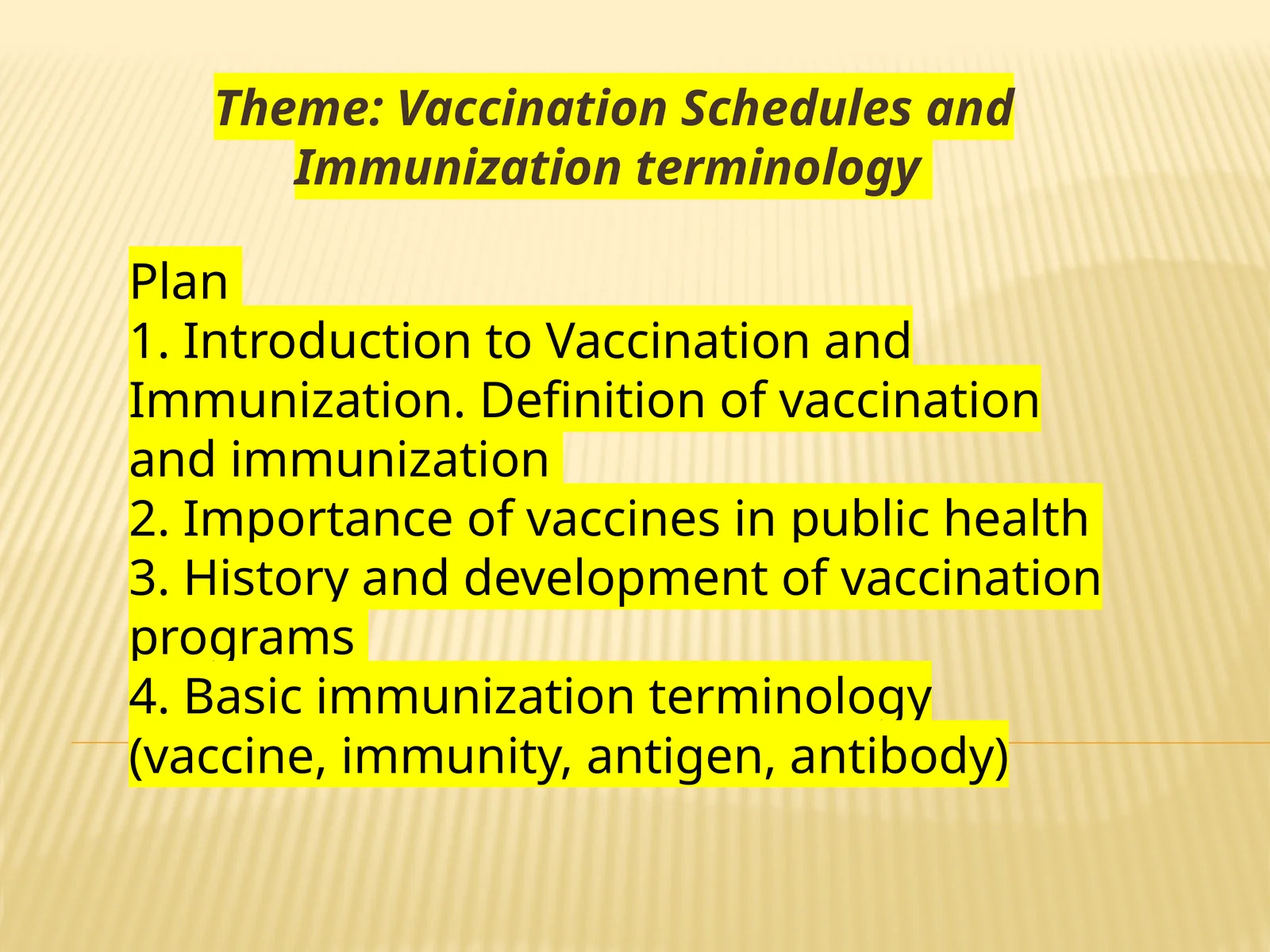 Vaccination Schedules and Immunization Terminology