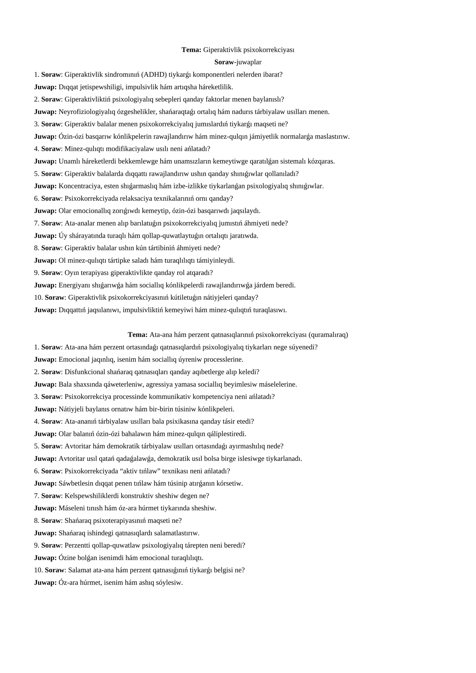 Giperaktivlik psixokorrekciyası