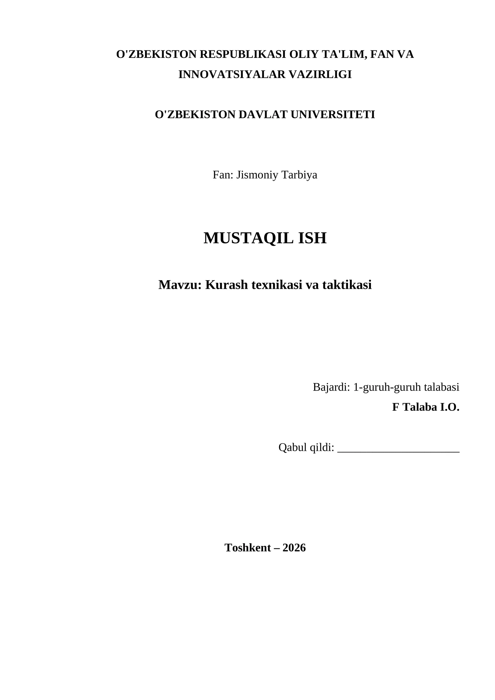Kurash texnikasi va taktikasi