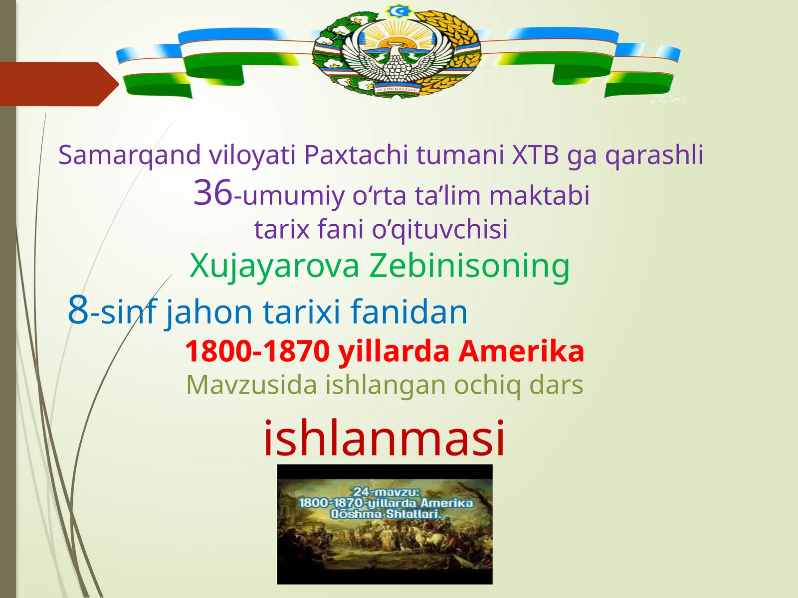 8-sinf Jahon tarixidan G'arbiy Yevropada yangi davr madaniyatining shakllanishi