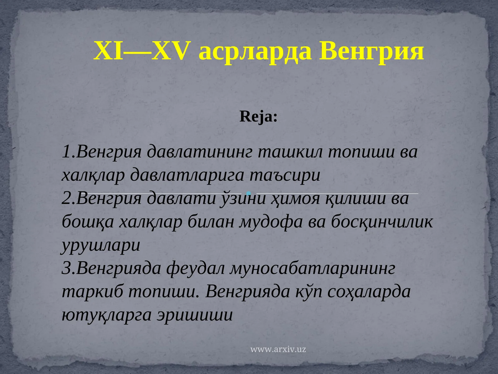 Vengriya Davlatining Tashkil Topishi