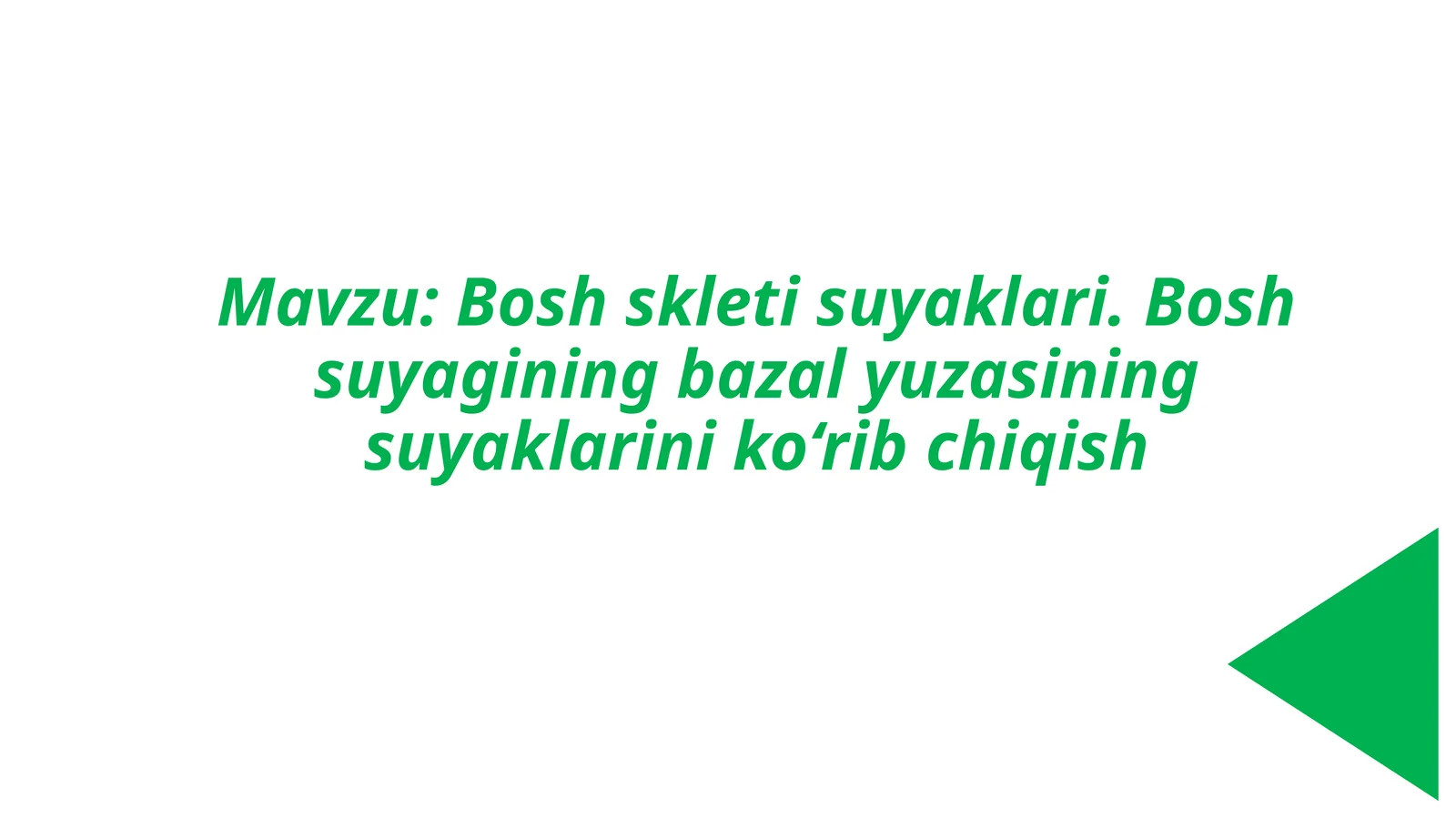 Boshskletisuyaklari. Boshsuyaginingbazalyuzasining suyaklarini ko‘rib chiqish